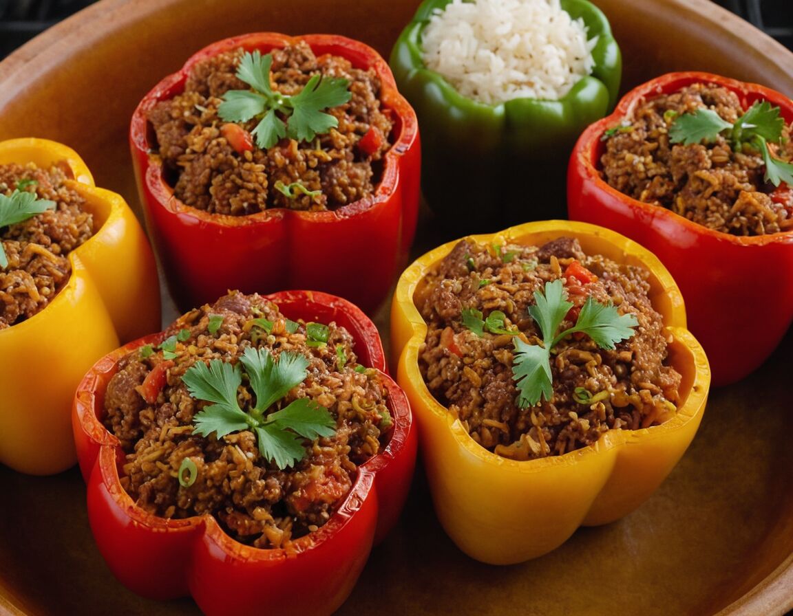 Im Ofen bei 180°C ca 30 Minuten backen - Gefüllte Paprika mit Hackfleisch und Reis: Ein einfaches Rezept für jeden Tag