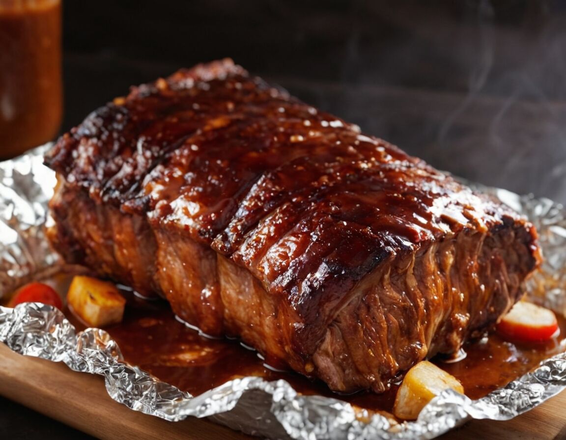 Ribs auswickeln, mit Barbecue-Soße bestreichen - Butterzarte Spareribs im Backofen: So gelingen sie perfekt