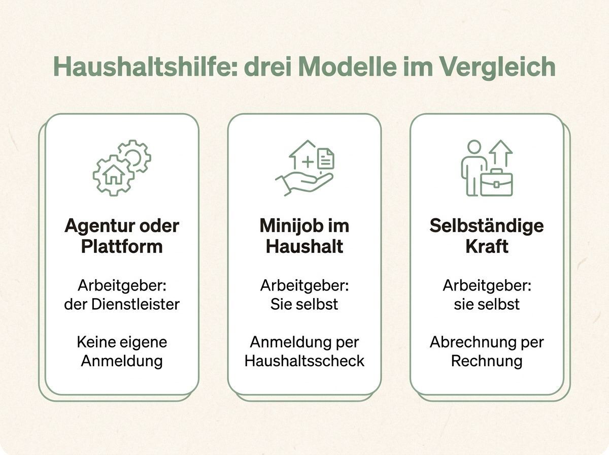 Vergleich der drei Modelle für eine Haushaltshilfe als Infografik